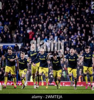 Blackburn, Arabie Saoudite. 28 février 2024. Blackburn, Angleterre, 28 février 2024 les joueurs de Newcastle réagissent à la pénalité gagnante qui a été marquée lors du match de football de la FA Cup entre Blackburn Rovers et Newcastle United à Elwood Park à Blackburn, en Angleterre. (Richard Callis/SPP) crédit : photo de presse sportive SPP. /Alamy Live News Banque D'Images