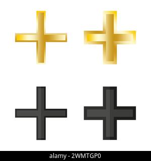 Cross Set, foi chrétienne. Symboles noir doré. Icônes spirituelles simples. Illustration vectorielle. SPE 10. Illustration de Vecteur