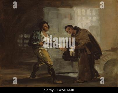 Goya Francisco - frère Pedro offre des chaussures à El Maragato et se prépare à pousser de côté son arme (1806c.) Banque D'Images