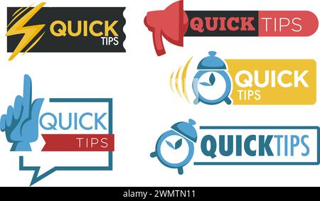 Autocollant de conseils rapides, astuce de suggestion et conseils Illustration de Vecteur