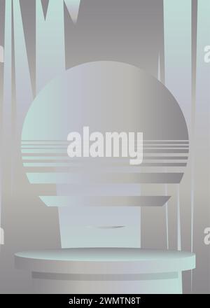 Présentoir de produits de maquette argentée. Piédestal de cylindre vectoriel podium. Présentez la vitrine pour la présentation. Illustration de Vecteur