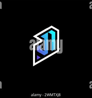 JN initial gradient bleu idées de concept de jeu pour l'équipe esport, Twitch et streamer Illustration de Vecteur