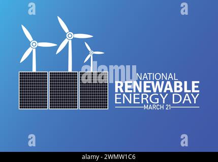 Papier peint de la Journée nationale des énergies renouvelables avec typographie. Journée nationale des énergies renouvelables, contexte Illustration de Vecteur