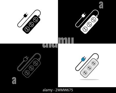 Logo d'icône de conception d'illustration d'art avec symbole de concept de silhouette de prise de câble Illustration de Vecteur