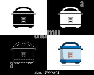 Logo d'icône de conception d'illustration d'art avec symbole de concept de silhouette de cuiseur à riz Illustration de Vecteur