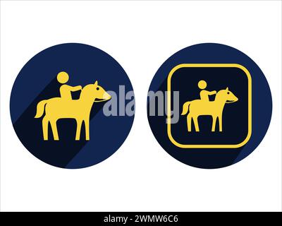 illustration d'art sport icône logo concept de conception de vecteur silhouette logotype élément isolé ensemble de symbole de jockey de cheval de polo Illustration de Vecteur