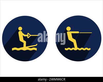 art illustration sport icône logo concept de conception vecteur silhouette logotype élément isolé symbole ensemble de sports nautiques Illustration de Vecteur