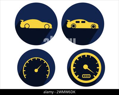 art illustration sport icône logo concept de concept de silhouette logotype logotype élément isolé ensemble de symbole de voiture de sport Illustration de Vecteur