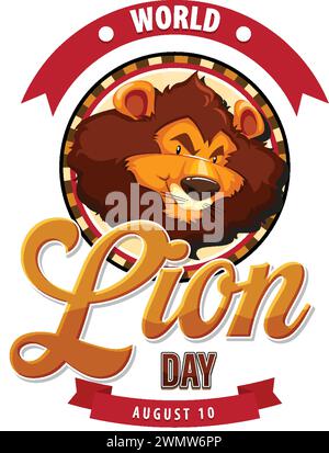 Graphique vectoriel coloré pour l'événement de la Journée mondiale du Lion Illustration de Vecteur