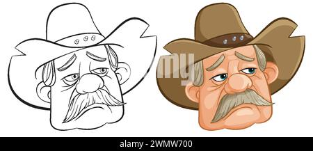 Illustration vectorielle d'un personnage de cow-boy de dessin animé Illustration de Vecteur