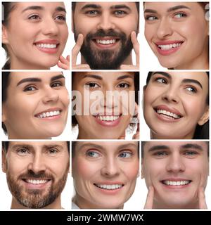 Des gens montrant des dents blanches, collage de photos Banque D'Images