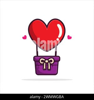 Icône d'illustration d'art logo symbole de jour de la saint-valentin amour romance février motif de fond coloré de coeur de ballon Illustration de Vecteur