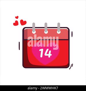 Icône d'illustration d'art logo symbole de jour de la saint-valentin amour romance février design coloré de calendrier de coeur Illustration de Vecteur