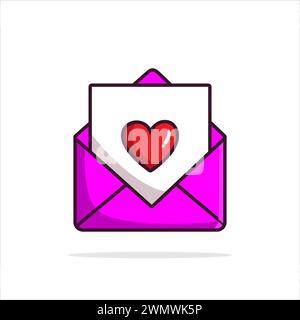 Icône d'illustration d'art logo symbole de la saint-valentin amour romance février design coloré de l'enveloppe de coeur Illustration de Vecteur