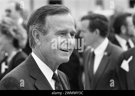 17 juillet 1989. Amsterdam, pays-Bas. Visite du Président Bush des États-Unis aux pays-Bas (George H.W. Bush senior) Banque D'Images