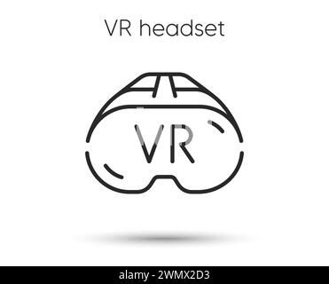 Icône de ligne de casque VR. Panneau de dispositif de REALITE virtuelle. Symbole de lunettes de simulation AR. Vecteur Illustration de Vecteur