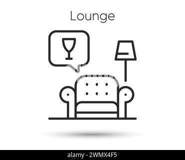 Icône de ligne de repos. Signe de luxe Relax place. Symbole du verre à vin. Illustration vectorielle Illustration de Vecteur