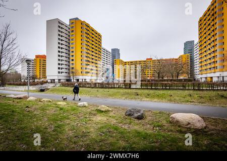 Berlin Reinickendorf OT Märkisches Viertel MV die Siedlung im Bereich Senftenberger Ring - 28.02.2024 Berlin *** Berlin Reinickendorf OT Märkisches Viertel MV le quartier du Senftenberger Ring 28 02 2024 Berlin Banque D'Images