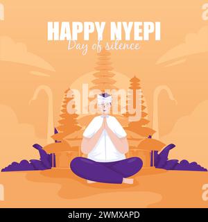 Joyeux nyepi balinese jour de silence saluant illustration Illustration de Vecteur