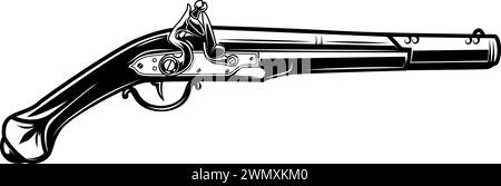 Illustration d'un vieux fusil à mousqueton isolé sur fond blanc. Élément de design pour emblème, signe, affiche, badge. Illustration vectorielle Illustration de Vecteur