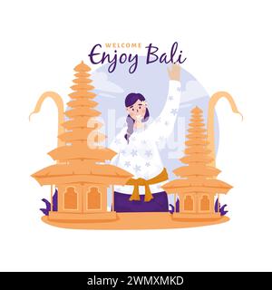 Bienvenue à bali illustration de salutation design Illustration de Vecteur