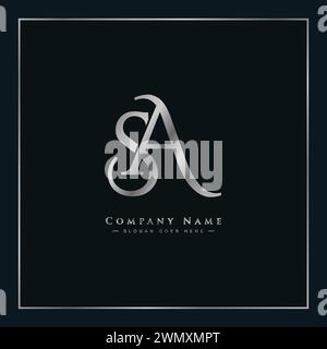 Modèle de logo vectoriel sa - icône simple pour la lettre S initiale et Un monogramme Illustration de Vecteur
