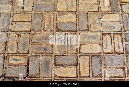 Pavés à motifs, plancher en brique de ciment Banque D'Images