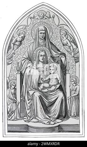 Sainte Anne, la Bienheureuse Vierge Marie et l'enfant Jésus d'après une photo de Masaccio : gravure de vies des Saints par le révérend Sabin Baring-Gould, publiée en 1898 Banque D'Images