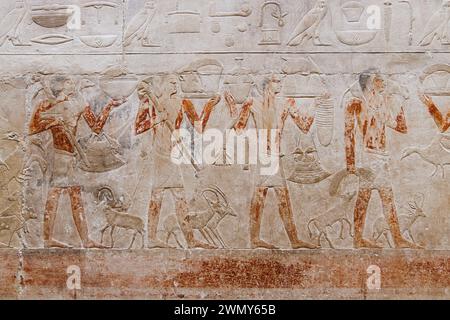 Égypte, le Caire, Saqqara, Memphis et sa nécropole, les champs pyramidaux de Gizeh à Dahchour inscrits au patrimoine mondial de l'UNESCO, tombeau de Kagemni Banque D'Images