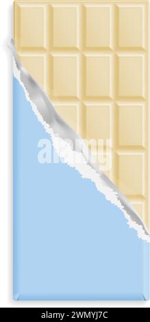Barre de chocolat blanc dans un emballage bleu Illustration de Vecteur