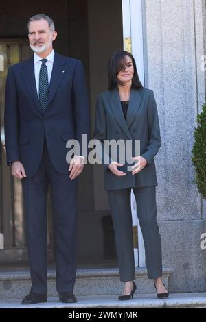 Madrid. Espagne. 20240228, le roi Felipe VI d'Espagne, la reine Letizia d'Espagne assiste à un déjeuner en l'honneur du président du Paraguay et de sa femme au Palais Zarzuela le 28 février 2024 à Madrid, Espagne Banque D'Images