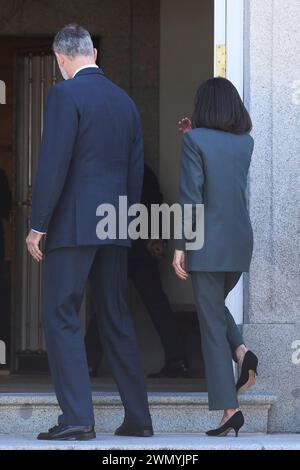 Madrid. Espagne. 20240228, le roi Felipe VI d'Espagne, la reine Letizia d'Espagne assiste à un déjeuner en l'honneur du président du Paraguay et de sa femme au Palais Zarzuela le 28 février 2024 à Madrid, Espagne Banque D'Images