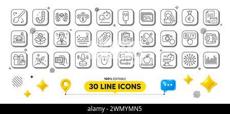 Brome minéral, plante de culture et pack d'icônes de ligne de meubles. Pour l'application Web. eléments de conception 3d. Vecteur Illustration de Vecteur