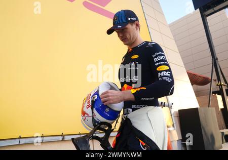 Max Verstappen de Red Bull Racing au Grand Prix de Bahreïn sur le circuit international de Bahreïn, Sakhir. Date de la photo : mercredi 28 février 2024. Banque D'Images