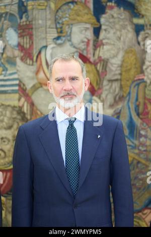 Madrid, Madrid, Espagne. 28 février 2024. Le Roi Felipe VI d'Espagne assiste à une réunion au Palais Zarzuela le 28 février 2024 à Madrid, Espagne (image crédit : © Jack Abuin/ZUMA Press Wire) USAGE ÉDITORIAL SEULEMENT! Non destiné à UN USAGE commercial ! Banque D'Images