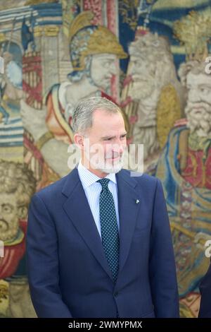 Madrid, Madrid, Espagne. 28 février 2024. Le Roi Felipe VI d'Espagne assiste à une réunion au Palais Zarzuela le 28 février 2024 à Madrid, Espagne (image crédit : © Jack Abuin/ZUMA Press Wire) USAGE ÉDITORIAL SEULEMENT! Non destiné à UN USAGE commercial ! Banque D'Images