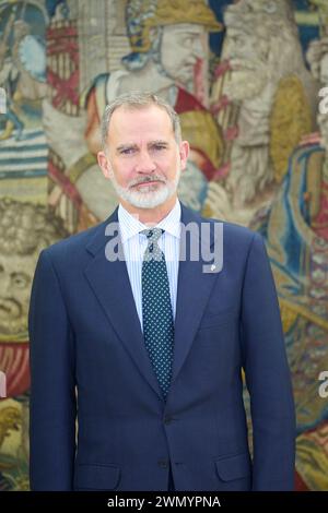 Madrid, Madrid, Espagne. 28 février 2024. Le Roi Felipe VI d'Espagne assiste à une réunion au Palais Zarzuela le 28 février 2024 à Madrid, Espagne (image crédit : © Jack Abuin/ZUMA Press Wire) USAGE ÉDITORIAL SEULEMENT! Non destiné à UN USAGE commercial ! Banque D'Images