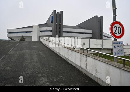 Ostrava, République tchèque. 28 février 2024. Ostravar Arena, Ostrava, République tchèque, 28 février 2024. Le Championnat du monde de hockey sur glace sera accueilli par Prague (O2 Arena) et Ostrava (Ostravar Arena) du 10 au 26 mai 2024. Crédit : Jaroslav Ozana/CTK photo/Alamy Live News Banque D'Images