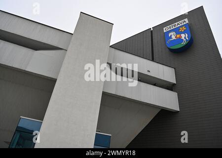 Ostrava, République tchèque. 28 février 2024. Ostravar Arena, Ostrava, République tchèque, 28 février 2024. Le Championnat du monde de hockey sur glace sera accueilli par Prague (O2 Arena) et Ostrava (Ostravar Arena) du 10 au 26 mai 2024. Crédit : Jaroslav Ozana/CTK photo/Alamy Live News Banque D'Images