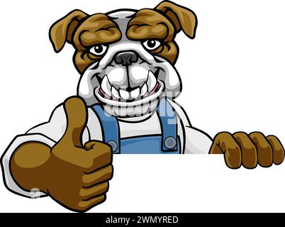 Bulldog Mascot Décorateur Gardener Handyman travailleur Illustration de Vecteur