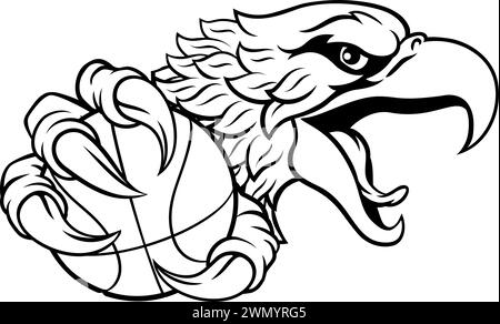 Eagle Hawk Basketball Cartoon Team Mascot Illustration de Vecteur