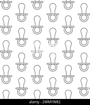 Modèle sans couture de vecteur de sucette de bébé à contour plat isolé sur fond blanc Illustration de Vecteur