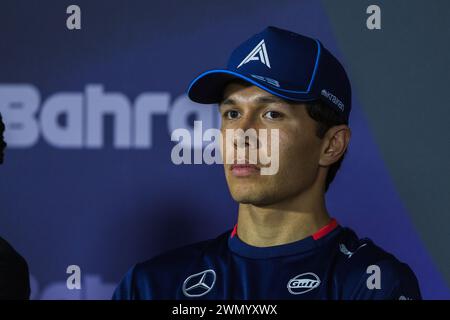 MANAMA, BAHREÏN, circuit international de Bahreïn, 28 février 2024 : Alexander Albon de Thaïlande et Williams Racing lors du Grand Prix de formule 1 de Bahreïn Banque D'Images