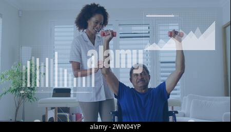 Image du traitement des données sur divers exercices de médecins et de patients Banque D'Images