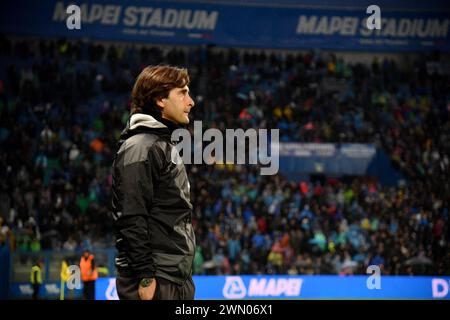 Reggio Emilia, Italie. 28 février 2024. Foto Massimo Paolone/LaPresse 28 Febbraio 2024 - Reggio Emilia, Italia - sport, calcio - Sassuolo vs Napoli - Campionato Italiano di calcio Serie A TIM 2023/2024 - Stadio Mapei citt&#xe0 ; del Tricolore. Nella foto : Emiliano Bigica (US Sassuolo) ; 28 février 2024 Reggio Emilia, Italie - sport, calcio - Sassuolo vs Napoli - Championnat italien de football de série A 2023/2024 - stade Mapei. Sur la photo : Emiliano Bigica (US Sassuolo) ; crédit : LaPresse/Alamy Live News Banque D'Images