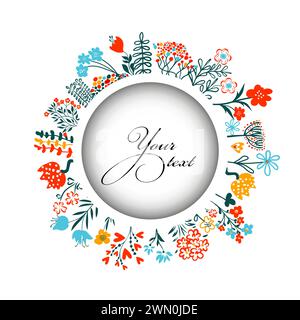 Image vectorielle dessinée à la main. Cadre de fleurs rondes. Pas ai, illustration vectorielle Illustration de Vecteur