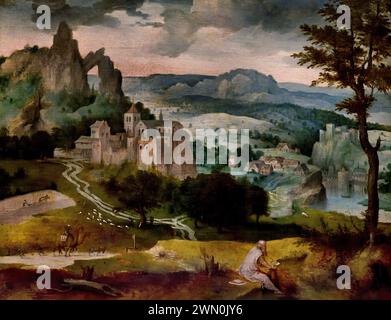 Paysage avec Saint Jérôme 1547 par 1508 – 1556, Musée Royal des Beaux-Arts, Anvers, Belgique, Belgique. Banque D'Images