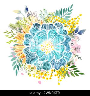 Abstraction florale. dessiné à la main. Pas ai . Illustration vectorielle Illustration de Vecteur