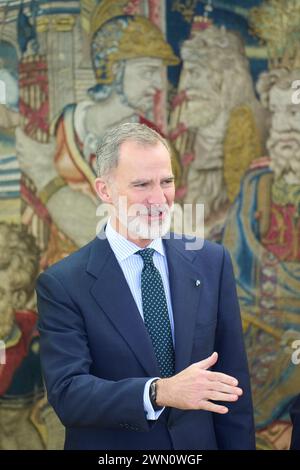 Madrid, Madrid, Espagne. 28 février 2024. Le Roi Felipe VI d'Espagne assiste à une réunion au Palais Zarzuela le 28 février 2024 à Madrid, Espagne (image crédit : © Jack Abuin/ZUMA Press Wire) USAGE ÉDITORIAL SEULEMENT! Non destiné à UN USAGE commercial ! Banque D'Images