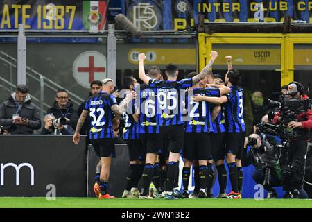 Milan, Italie. 28 février 2024. Inter's Celebrate pendant le match de football italien Serie A Inter-Atalanta le stade Giuseppe Meazza à Milan, Italie, le 28 février 2024 crédit : Agence photo indépendante/Alamy Live News Banque D'Images